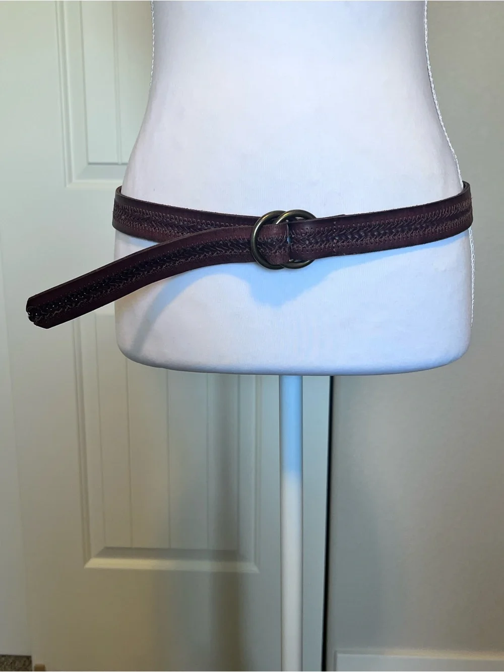 J. Crew Brown Braided Leather Double-Ring Belt Labeled XS/S  40” Long - Picture 3 of 13